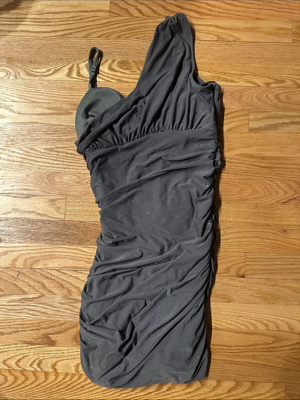 Women’s Black One-Shoulder Ruched Evening Dress